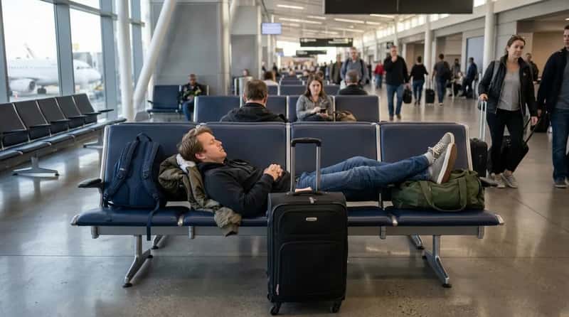 #2 - Sprawling Across Four Seats With Bags as Roadblocks (Image Credits: Gemini)