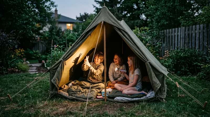 #11 - Backyard Camping With a Canvas Tent and a Flashlight (Image Credits: Gemini)