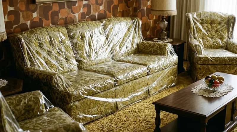 #2 - The Plastic-Covered "Good" Furniture Nobody Was Allowed to Actually Sit On (Image Credits: Gemini)