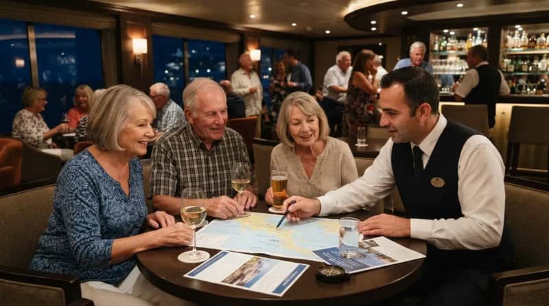 #3 - Having "The Conversation" With Crew and Fellow Passengers the Night Before Port (Image Credits: Gemini)