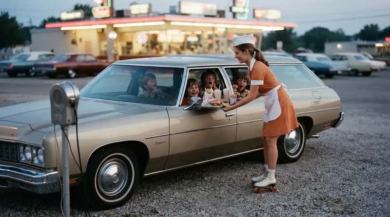 #5 - Drive-In Restaurant Carhops as the Trip's Big Splurge (Image Credits: Gemini)