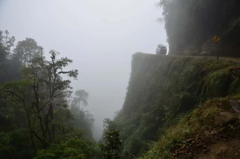 North Yungas Road, Bolivia: Pedaling Down Death Road (Image Credits: Wikimedia)