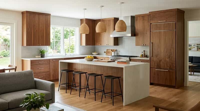 #22 - The Natural Wood Cabinet Kitchen: Warmth That Earns Its Price Tag (Image Credits: Gemini)