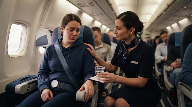 #2 - "Could you just check on me in a bit? I'm having a rough flight." (Image Credits: Gemini)