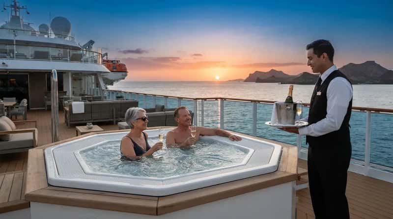 #4 - Chilled Champagne Delivered to a Hot Tub at Sunset, Wherever You Are (Image Credits: Gemini)