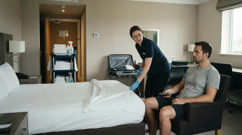 #14 - Sitting There Watching Housekeeping Clean the Room (Image Credits: Gemini)