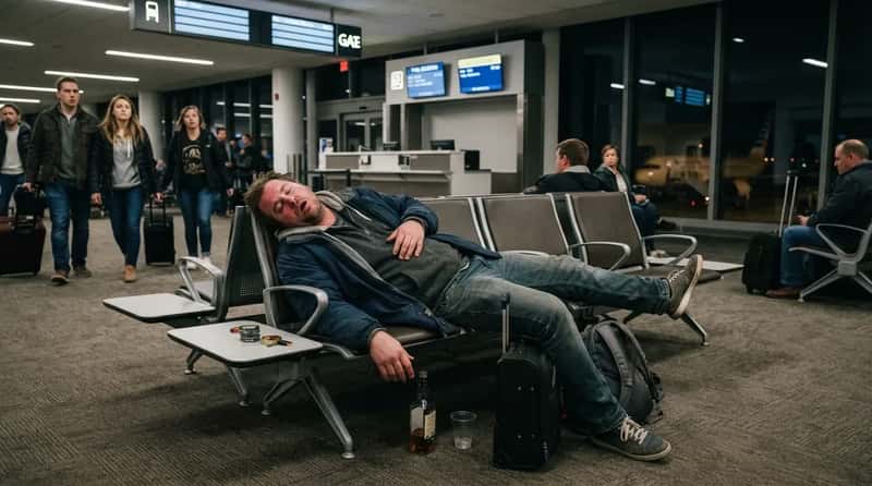 #4 - Getting Visibly Drunk and Passing Out in the Boarding Area (Image Credits: Gemini)