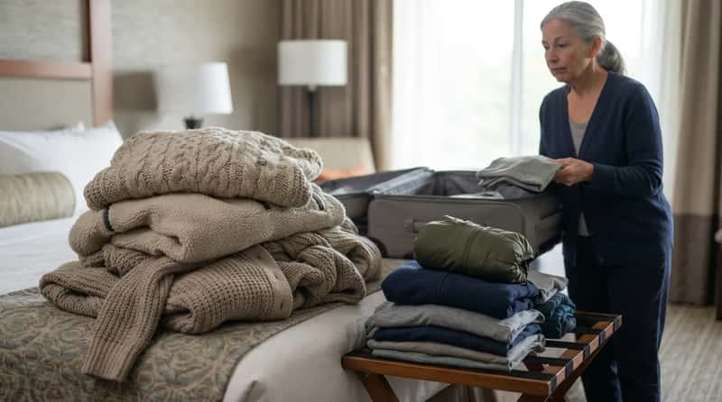 #3 - A Pile of Bulky Sweaters Instead of Thin Layers (Image Credits: Gemini)