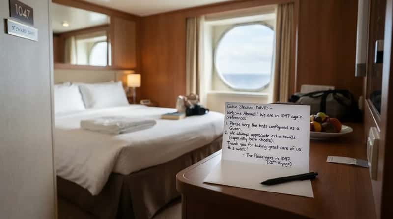 #17 - The Cabin Steward Gets a Name and a Note on Day One (Image Credits: Gemini)