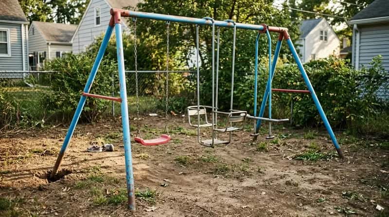 #19 - The Metal Swing Set Anchored Into Bare Dirt (Image Credits: Gemini)