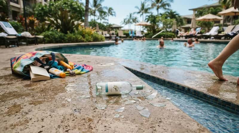 #19 - Glass Bottles Sneaked Straight Onto the Pool Deck (Image Credits: Gemini)