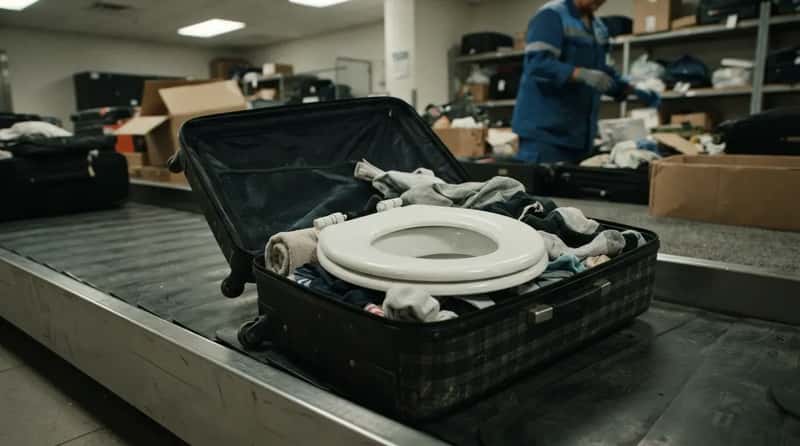 6. A Full Toilet Seat, Packed Like Luggage (Image Credits: Gemini)