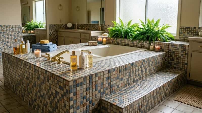 #9 - The Raised Tub Deck Tiled in Mosaic (Image Credits: Gemini)