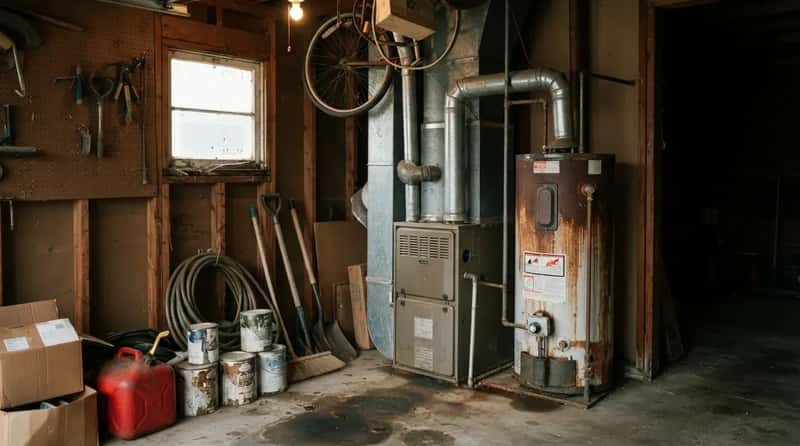 #3 - A Water Heater and Furnace Sharing the Same Corner (Image Credits: Gemini)