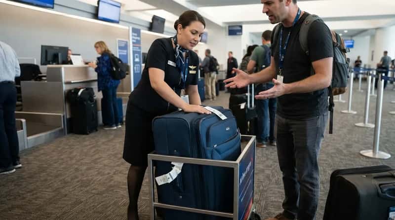 #8 - Bringing an Oversized Bag and Insisting It's "Basically Carry-On Size" (Image Credits: Gemini)