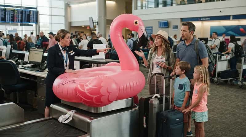 #12 - Trying to Check an Inflatable Pool Float as Luggage (Image Credits: Gemini)