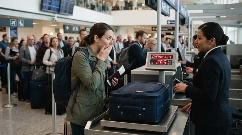 #3 - Ignoring Checked Bag Weight and Size Limits Until the Scale Beeps (Image Credits: Gemini)
