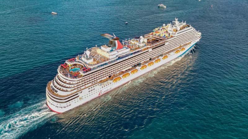 Miami, Florida, USA - November 24, 2024: Cruise ship vacation. Cruise ship in summer vacation. Cruise ship vacation and travel at sea. Luxury liner. Carnival cruise line. Passenger shipping