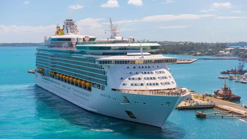 Royal Caribbean luxurious cruise ship Mariner of the Seas sailing to Royal Naval Dockyard in Sandy Parish, Bermuda.