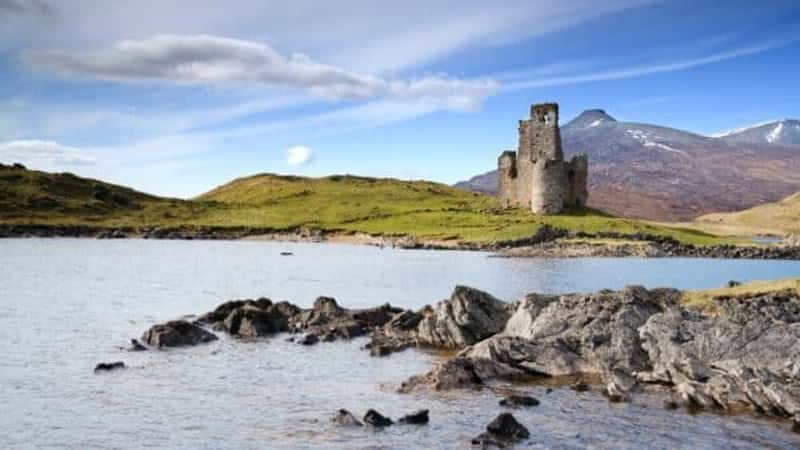 Ardvreck Castle on the shore of Loch Assynt, Scotland