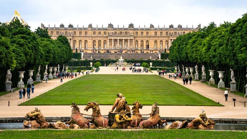 Aerial view of Palace of Versailles in France