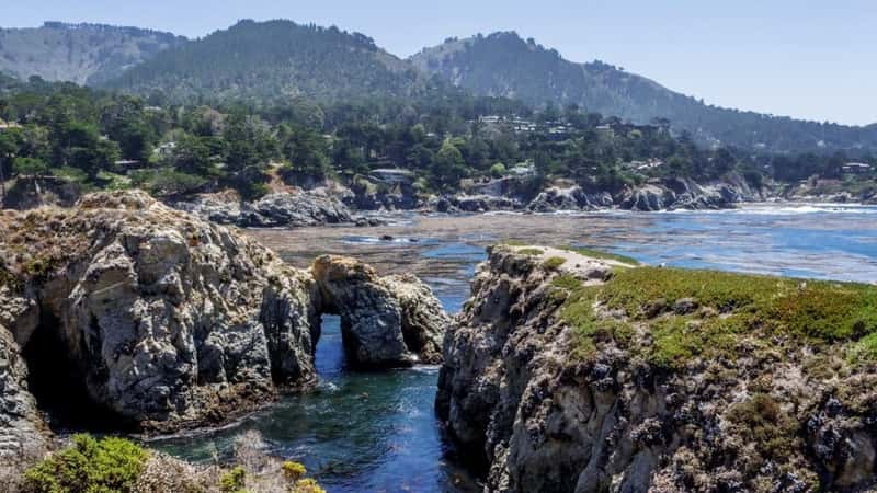Point Lobos State Natural Reserve, with rock, water caves, and geological formations along the rugged Big Sur coastline, near Carmel and Monterey, CA. on the California Central Coast