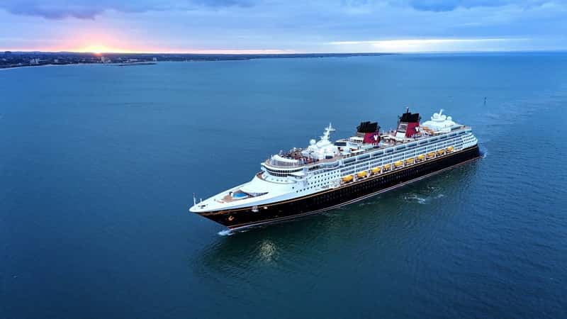 Disney Wonder Cruise Ship arriving in Melbourne at dawn