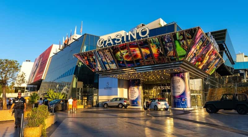 Entrance to Casino Barriere Le Croisette in Cannes France.