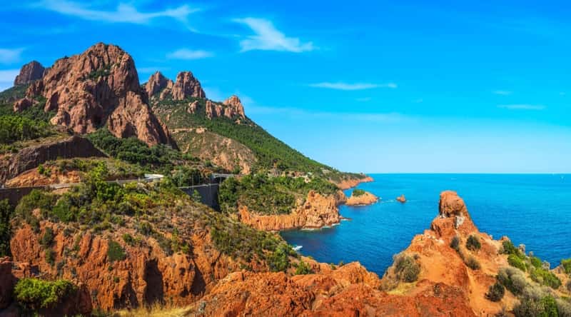 Sunny day shot of the terrain around La Croix des Gardes outside Cannes France.