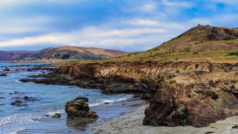 Harmony Headlands State Park is an undeveloped coastal area along California's Highway 1, situated in San Luis Obispo County, United States.