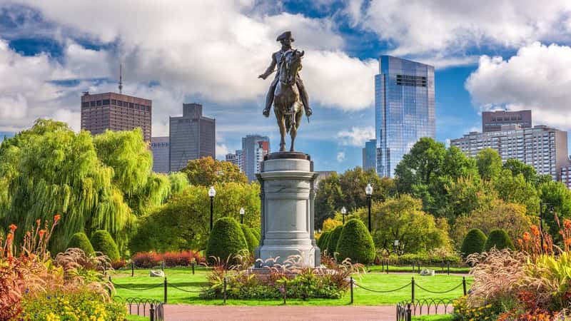 George Washington Monument at Public Garden in Boston, Massachusetts.
