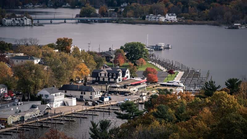 Aerial view of Saugatuck, Michigan