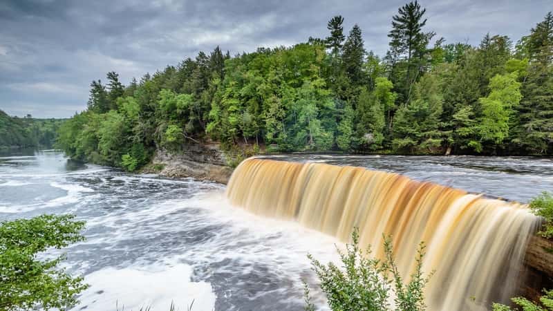 Tahquamenon Falls in Michigan's eastern Upper Peninsula. This beautiful waterfall is said to be the second largest in the United States east of the Mississippi River.