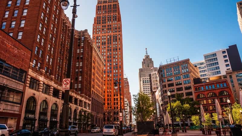 June, 2022 Street view from the downtown of Detroit