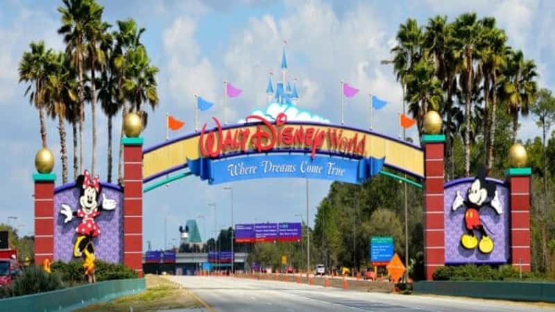 Entrance Arch to Walt Disney Magic Kingdom Theme Park Orlando Florida Central