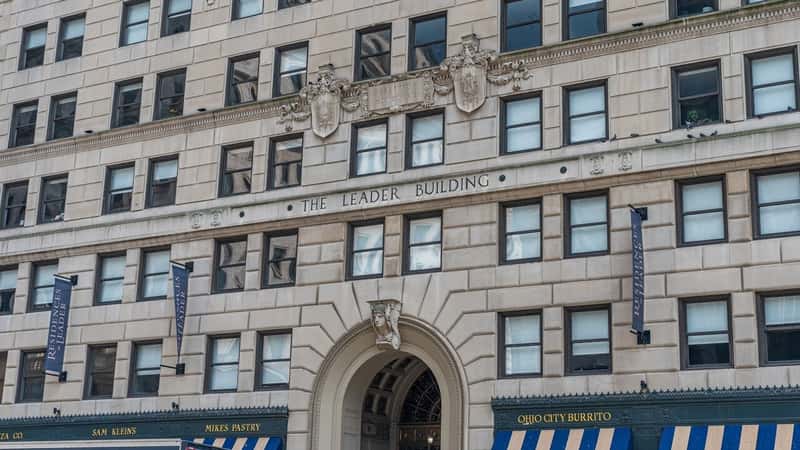 the front of the leader building, downtown cleveland, ohio