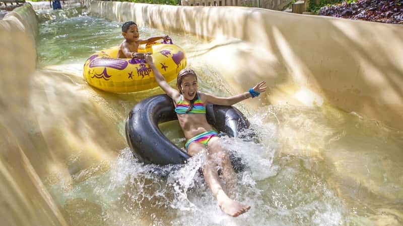 Two kids at Schlitterbahn Waterparks and Resorts.
