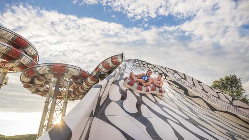 People on a waterslide.