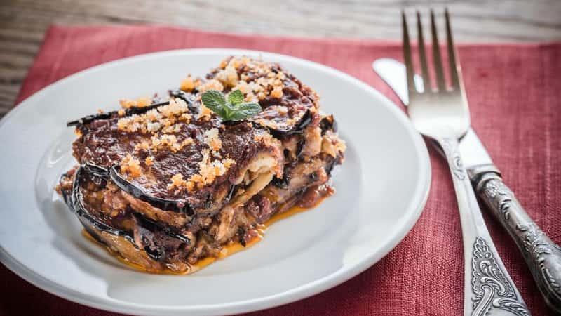 Portion of parmigiana di melanzane