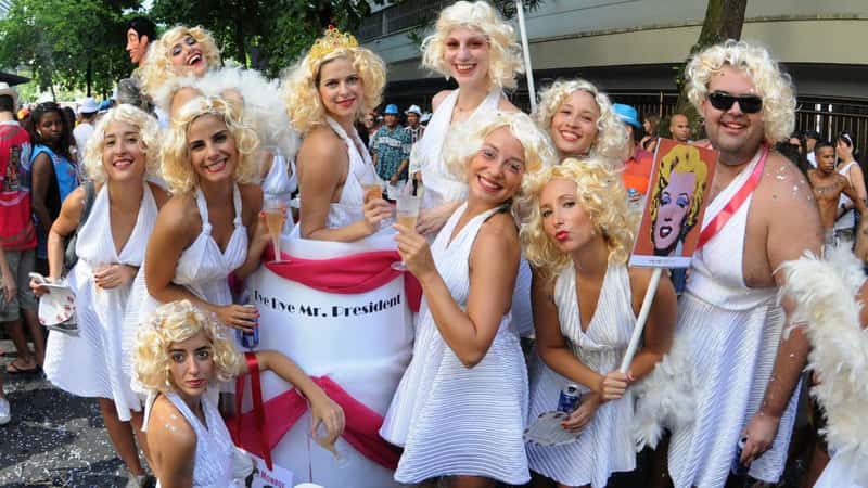 RIO DE JANEIRO, BRAZIL - FEBRUARY 07, 2015 - Banda Imagino performers at Carnival on the streets of Rio