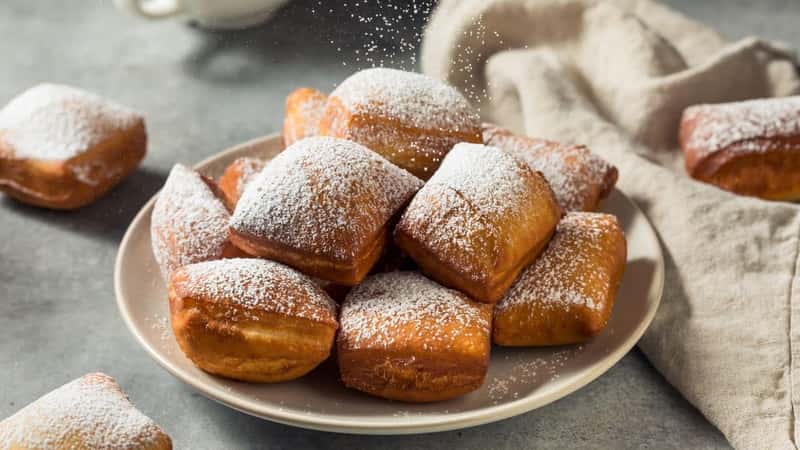 Homemade New Orleans French Beignets with Powdered Sugar