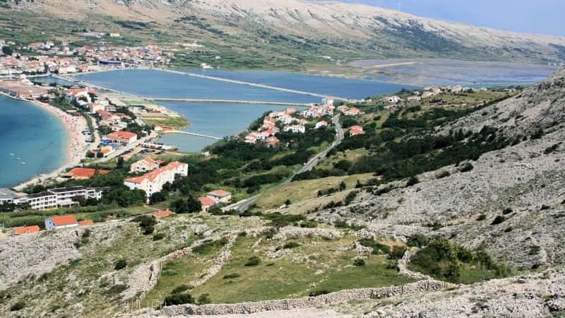 view on the old town on the island Pag, Croatia