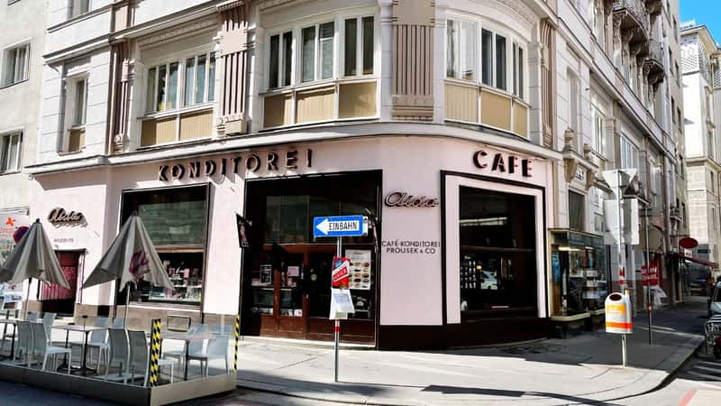 Vienna, Austria, June 2021-Art nouveau little cafe in Vienna
