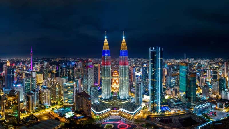 Panoramic of Kuala lumpur city at night, Malaysia.