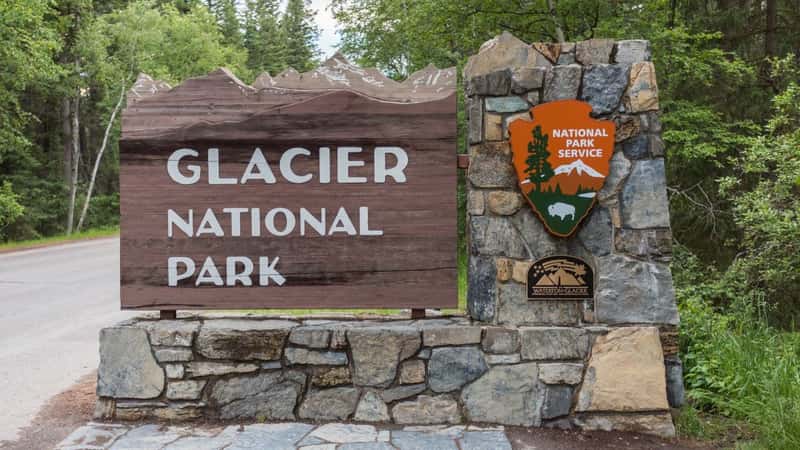 Whitefish, United States: June 25th, 2016. Entrance to the west side of Glacier National Park in Montana