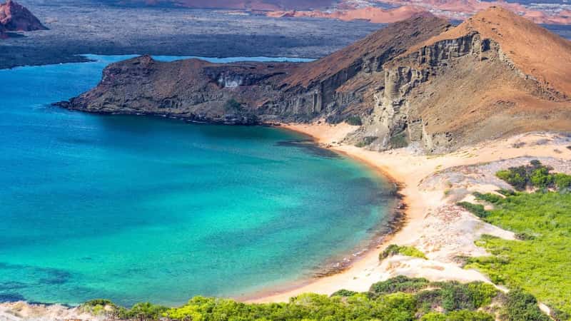Beautiful beach on Bartolome Island in the Galapagos Islands in Ecuador