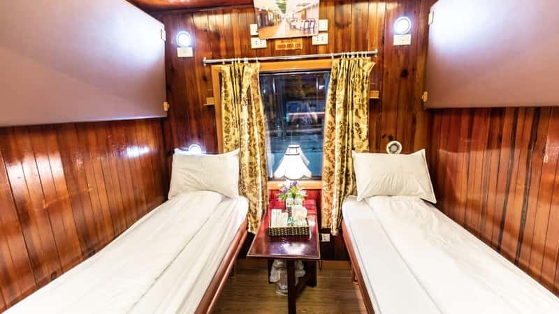 Hanoi, Vietnam - 11 Aug, 2018 : Room Cabin for VIP Sapaly in Express train in Hanoi Vietnam destination to Lao Cai Province in the night