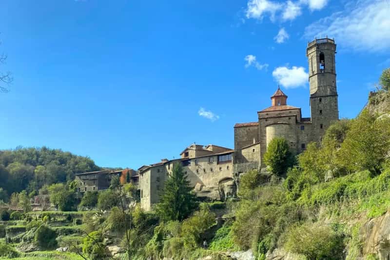 medieval castle of rupit and surrounding natural landscape