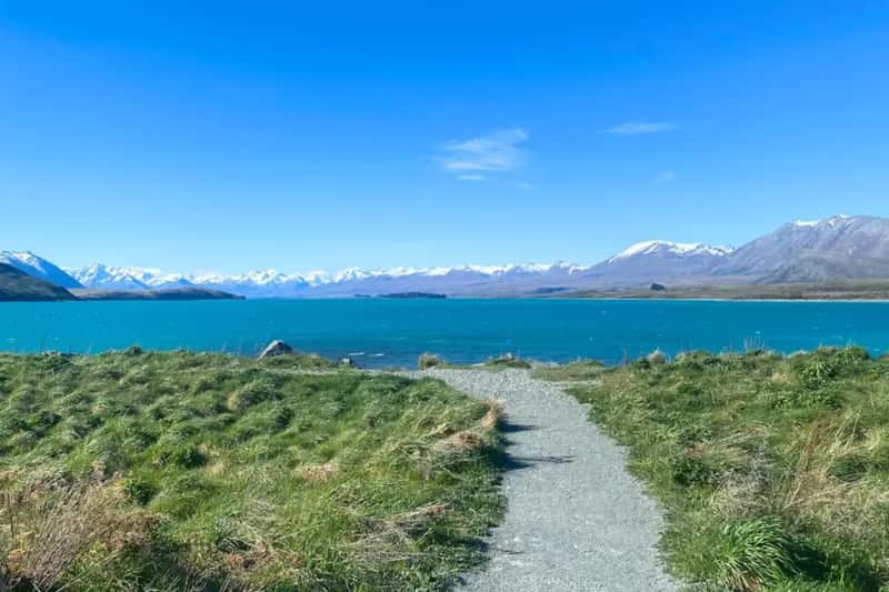 starting track from lake tekapo beautiful landscape