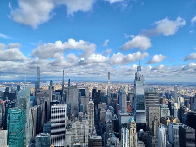 skyscrapers on the manhattan skyline viewed from the empire state building new york usa